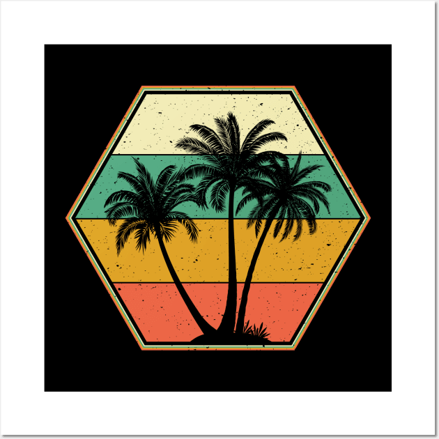 Palm Tree Vintage Retro Style Tropical Beach Themed Wall Art by aneisha